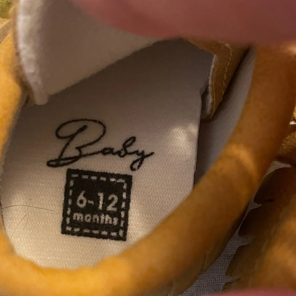 Tan Moccasin Baby Shoes with Green Laces